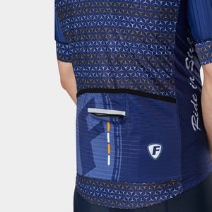 Fdx men’s blue short sleeves best cycling jersey breathable summer lightweight hi-viz Reflective details top, skin friendly full zip half sleeves mesh cycling shirt for indoor & outdoor riding AU