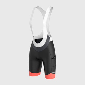 Fdx Women's Black & Orange Gel Padded Cycling Bib Shorts For Summer Best Breathable Outdoor Road Bike Short Length Bib - Essential