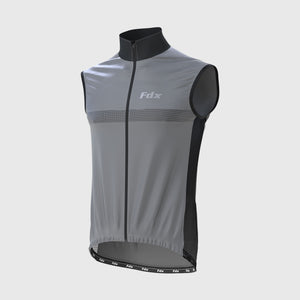 Women’s Grey & Black hi viz cycling gilet windproof breathable quick dry MTB rain vest, lightweight packable 360 reflective rain top for riding