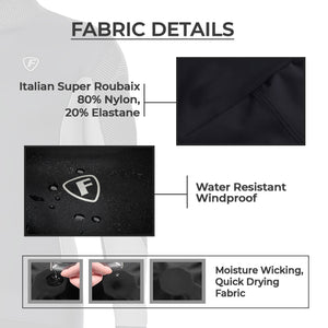 Fdx Best Men's Black Long Sleeve Cycling Jersey for Winter Roubaix Thermal Fleece Road Bike Wear Top Full Zipper, Pockets & Hi viz Reflectors - Thermodream