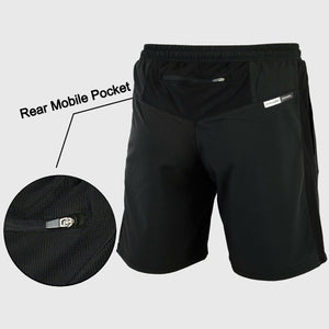 FDX Black Best Men's Breathable Running Shorts Hi Vis Reflectors Waist Belt Anti Odor Moisture Wicking & Perfect for Trekking, Tennis, squash & Gym Sports & Outdoor