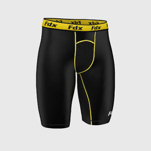 Fdx Men's Yellow & Black Gym Shorts Lightweight Summer Biking Shorts All Weather Quick Dry Slim Fit Compression Boxer Cycling Gear AU