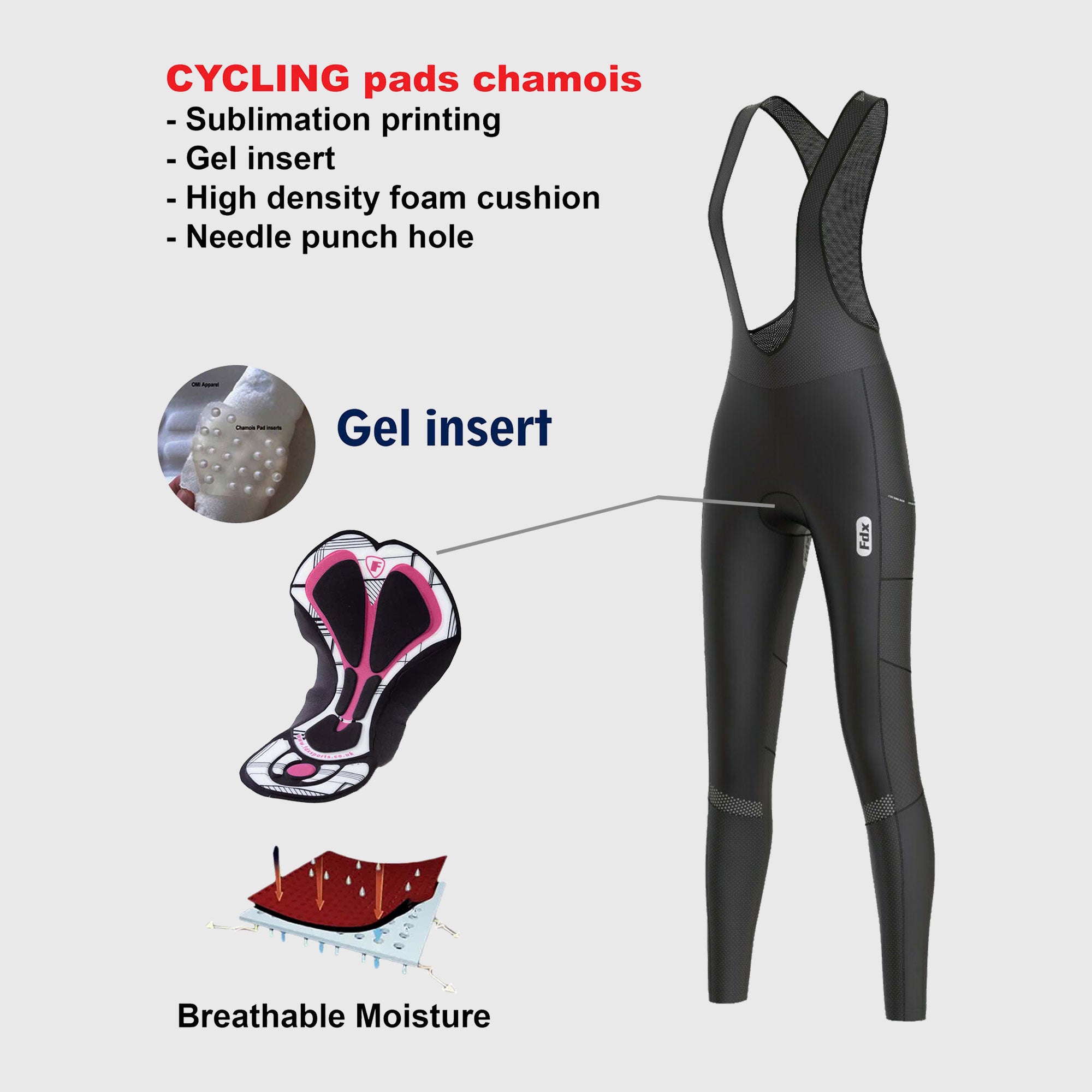 Fdx Women's Black Gel Padded Cycling Bib Tights For Winter Roubaix Thermal Fleece Reflective Warm Leggings - All Day Bike Pants