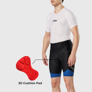 Fdx Men's Black & Blue Gel Padded Cycling Shorts for Summer Best Outdoor Knickers Road Bike Short Length Pants - Essential
