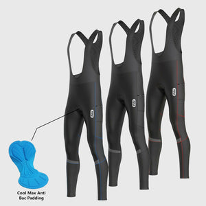 Fdx All Day Blue Men's Thermal Winter Cycling Cargo Bib Tights