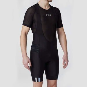 FDX Men Black & Blue Cycling Cargo Summer Bib Shorts, Sweat Wicking, Lightweight elasticated & Hi Vis Reflectors Cycling Gear Australia