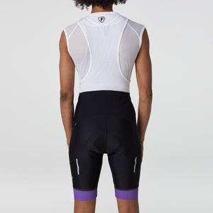 Fdx Women's Black & Purple Padded Cycling Bib Shorts For Summer Reflective details Best Outdoor Road Bike Short Length Bib - Essential