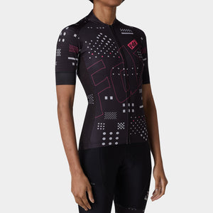 FDX Black Women Half Sleeve Hot Season Cycling Jersey Quick Dry & Breathable Skin friendly Lightweight Summer Shirt Reflective Strips Secure Pockets Sport & Outdoor - All Day