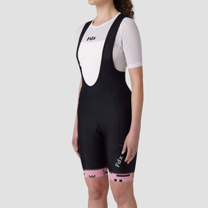 Fdx Women's Tea Pink & Black Short Sleeve Cycling Jersey & Gel Padded Bib Shorts Best Summer Road Bike Wear Light Weight, Hi viz Reflectors & Pockets - All Day