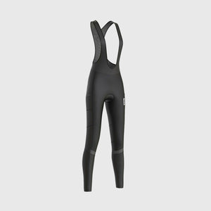 Fdx Women's Black Gel Padded Cycling Pockets Bib Tights For Winter Roubaix Thermal Fleece Hi Viz Reflectors Warm Leggings - All Day Bike Pants