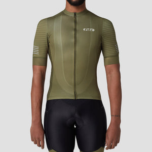 Fdx men’s Green full zip short sleeves best cycling jersey Hi-Viz Reflective details breathable summer lightweight biking top, Hi-Viz Reflective skin friendly half sleeves mesh cycling shirt for indoor & outdoor riding with two back & 1 zip pockets