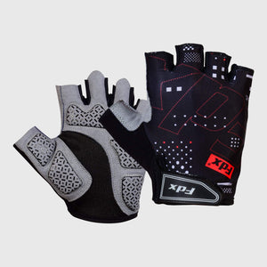 Fdx Black Short Finger Cycling Gloves for Summer MTB Road Bike fingerless, anti slip & Breathable - All Day