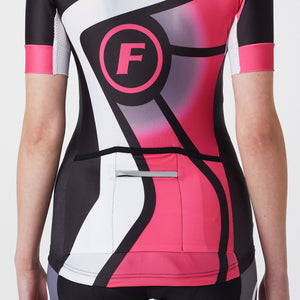 FDX Women’s short sleeves Pink & Black cycling jersey quick dry breathable top, skin friendly lightweight half sleeves summer biking shirt for sports outdoor