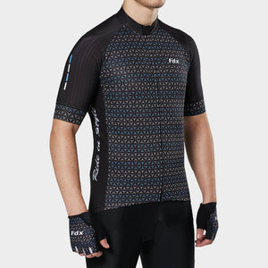 Fdx men’s black short sleeves best cycling jersey breathable summer lightweight biking hi-viz Reflective details top, skin friendly full zip half sleeves mesh cycling shirt for indoor & outdoor riding