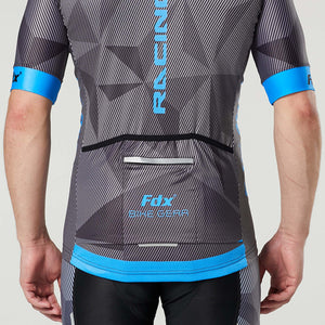 Fdx Splinter Blue Men's Short Sleeve Summer Cycling Jersey