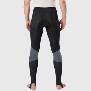 Fdx Men's Hi-iz Reflective Gel Padded Cycling Tights Black & Grey For Winter Roubaix Thermal Fleece Reflective Warm Leggings - Thermodream Bike Long Pants