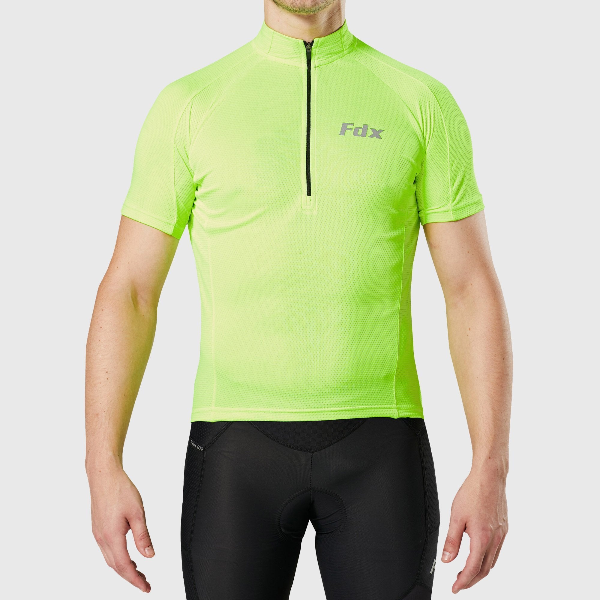  Fdx Yellow best short sleeves men’s cycling jersey breathable lightweight hi-viz Reflective details summer biking top, full zip skin friendly half sleeves mesh cycling shirt for indoor & outdoor riding with two back & 1 zip pockets