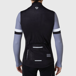 FDX Best Men's Black & Grey Long Sleeve Cycling Jersey for Winter Roubaix Thermal Fleece Road Bike Wear Top Full Zipper, Pockets & Hi viz Reflectors - Limited Edition