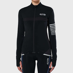 Fdx Women's Black Thermal Long Sleeve Cycling Jersey Winter Bib Tights Water Resistant Windproof Hi Viz Reflectors Cycling Gear AU