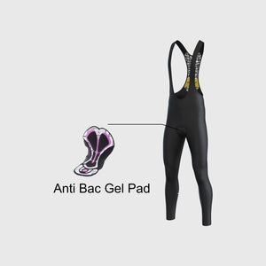 Fdx Womens Black Gel Padded Cycling Bib Tights For Winter Roubaix Thermal Fleece Reflective Warm Leggings - Limited Edition Bike Pants
