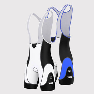Fdx Men's White, Black & Blue Gel Padded Cycling Bib Shorts For Summer Best Outdoor Road Bike Short Length Bib - Windrift