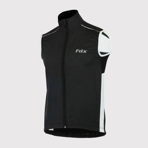 Fdx Men's Best Black & White Cycling Gilet Sleeveless Vest for Winter Clothing Hi-Viz Reflectors, Lightweight, Windproof, Waterproof & Pockets - Dart