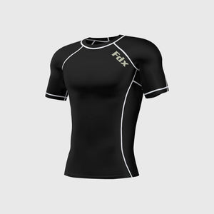 Fdx Men's Quick Dry Short Sleeve Compression Top Black Running Gym Workout Wear Rash Guard Stretchable Breathable - Cosmic