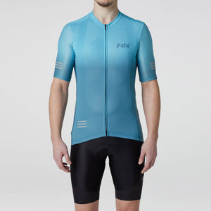 Fdx Blue Mens Short Sleeve Road Cycling Jersey Breathable Mesh Fabric, Bib Short Reflectors & Comfort Cycling Apparel Australia