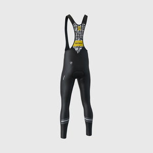 Fdx Mens Black Gel Padded Cycling Bib Tights For Winter Roubaix Thermal Fleece Reflective Warm Leggings - Limited Edition Bike Pants