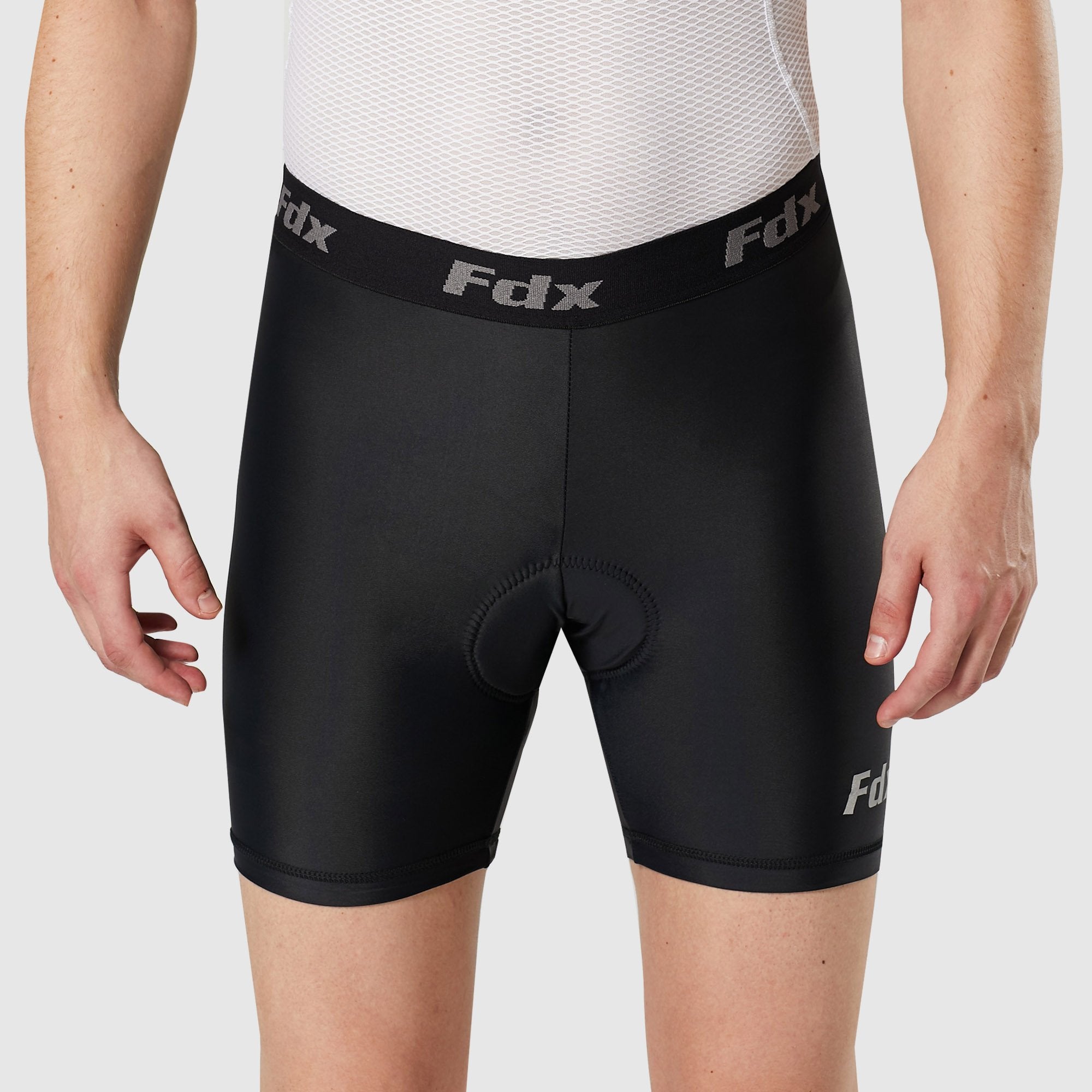 FDX Men's Black Padded Under Short Lightweight Breathable Quick Dry Fabric Electric Gripper MTB  Liner 