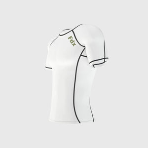 Fdx Men's White Half Sleeve Compression Top Running Gym Workout Wear Rash Guard Stretchable Breathable Base layer Shirt - Cosmic