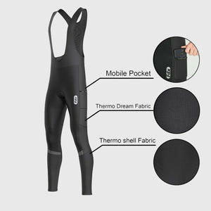 Fdx All Day Black Men's Thermal Winter Cycling Cargo Bib Tights