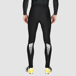 Fdx Men's Storage Pockets Gel Padded Cycling Tights Black For Winter Roubaix Thermal Fleece Reflective Warm Leggings - Heatchaser Bike Long Pants