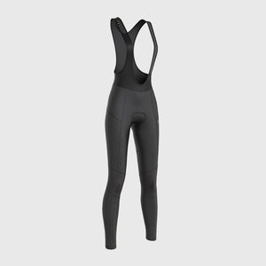 Fdx Womens Black Gel Padded Cycling Bib Tights For Winter Roubaix Thermal Fleece Reflective Warm Leggings - Duo Bike Pants