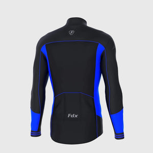 Fdx Men's Best Black & Blue Full Sleeve Cycling Jersey for Winter Roubaix Thermal Fleece Road Bike Wear Top Full Zipper, Pockets & Hi viz Reflective Details - Thermodream
