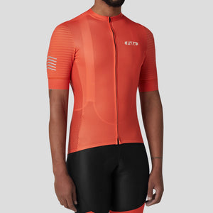 Fdx men’s Orange short sleeves full zip best cycling jersey breathable summer lightweight biking hi-viz Reflective details top, Hi-Viz Reflective skin friendly half sleeves mesh cycling shirt for indoor & outdoor riding with two back & 1 zip pockets