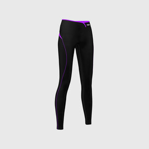 Fdx Women's Black & Purple Compression Base layer Tights Lightweight Breathable Mesh Fabric Skin Layer Running, Gym Workout, Swimming, Cycling Gear AU
