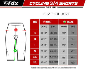 Fdx Gallop White Men's 3/4 Gel Padded Summer Cycling Shorts