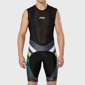 Fdx Mens Yellow Gel Padded Bib Shorts Best Summer Road Bike Wear Light Weight, Hi-viz Reflectors & Pockets - Equin