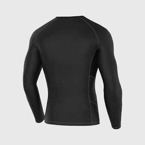 Fdx Mens Compression Top Grey Running Gym Workout Wear Rash Guard Stretchable Breathable - Recoil