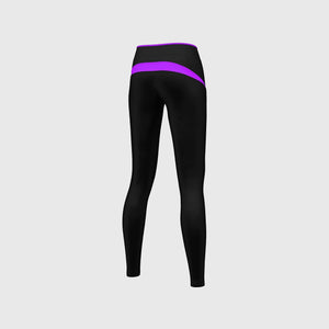 FDX Black & Purple Compression Women's Tight Leggings Elastic Waistband Breathable Stretchable Training Gym Workout Jogging Athletic & Running Pant