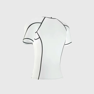 Fdx Compression Short Sleeve Top for Men's White Running Gym Workout Wear Rash Guard Stretchable Breathable - Cosmic
