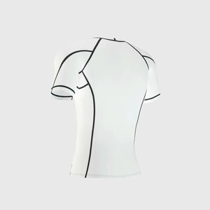 Fdx Compression Short Sleeve Top for Men's White Running Gym Workout Wear Rash Guard Stretchable Breathable - Cosmic