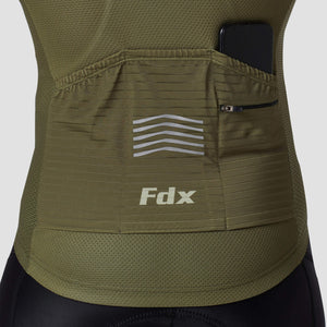 Fdx Mens Breathable Green Short Sleeve Cycling Jersey & Gel Padded Bib Shorts Best Summer Road Bike Wear Light Weight, Hi-viz Reflectors & Pockets - Essential