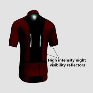 Fdx best men’s Red best short sleeves cycling jersey breathable lightweight hi-viz Reflective details summer biking top, full zip skin friendly half sleeves mesh cycling shirt for indoor & outdoor riding with two back & 1 zip pockets
