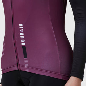 FDX Women’s Purple full sleeves cycling jersey Windproof Thermal fleece Roubaix Winter Cycle Tops, lightweight long sleeves Warm lined shirt for biking