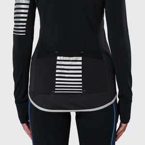 FDX Women’s Black full sleeves cycling jersey Windproof Thermal fleece Roubaix Winter Cycle Tops, lightweight long sleeves Warm lined shirt for biking