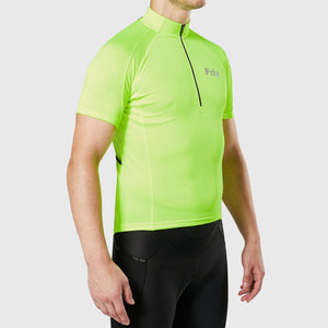 Best men’s fdx Yellow short sleeves cycling jersey breathable lightweight hi-viz Reflective details summer biking top, full zip skin friendly half sleeves mesh cycling shirt for indoor & outdoor riding with two back & 1 zip pockets AU
