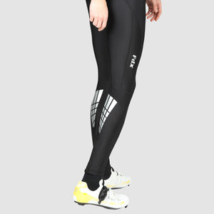 Fdx Breathable Men's Gel Padded Cycling Tights Black For Winter Roubaix Thermal Fleece Reflective Warm Stretchable Leggings - Heatchaser Bike Long Pants