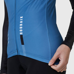 FDX Women’s Blue full sleeves cycling jersey Windproof Thermal fleece Roubaix Winter Cycle Tops, lightweight long sleeves Warm lined shirt for biking